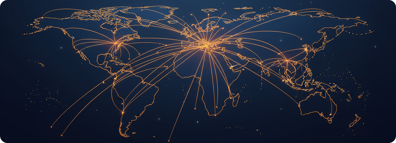 Global shipping routes connecting major markets around the world